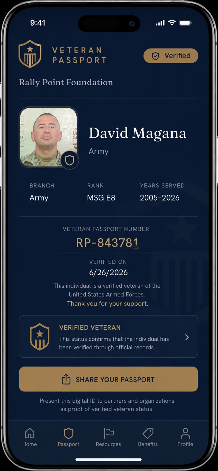 Veteran Passport prototype displayed on a phone